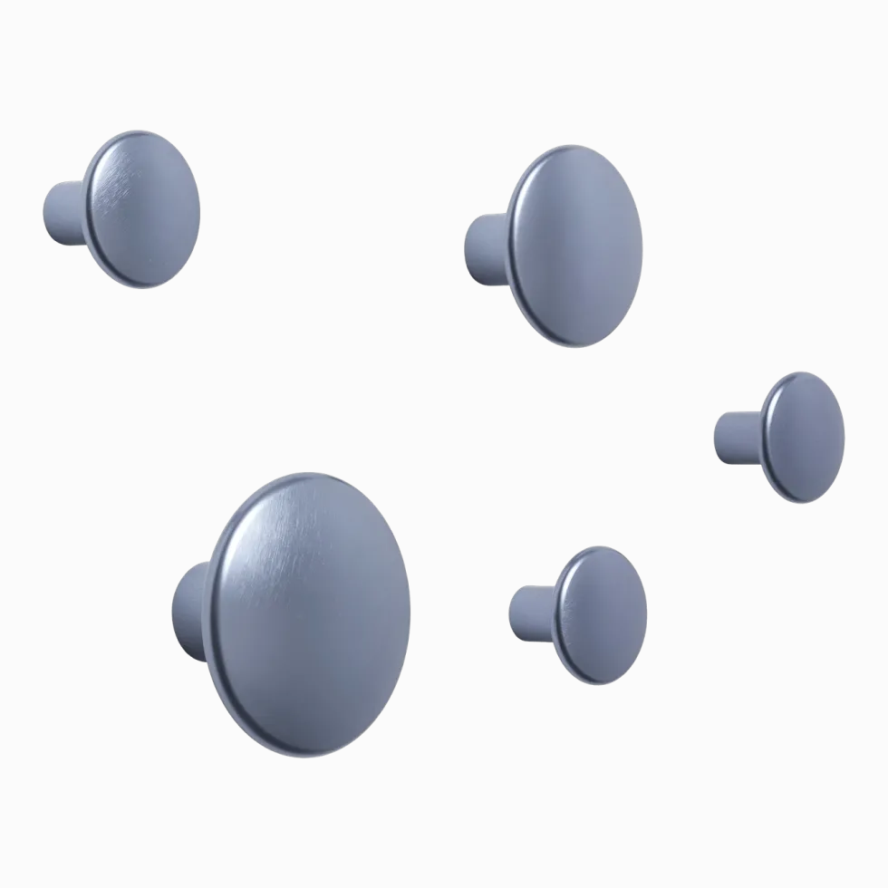 5 Patères rondes en aluminium bleu 5 cm The Dots - Muuto