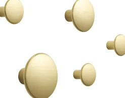 5 Patères rondes en aluminium doré The Dots - Muuto
