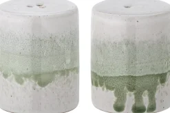 Paula Salt & Pepper Shaker Set Green Stoneware (Ensemble de salières et poivrières en grès vert) Bloomingville
