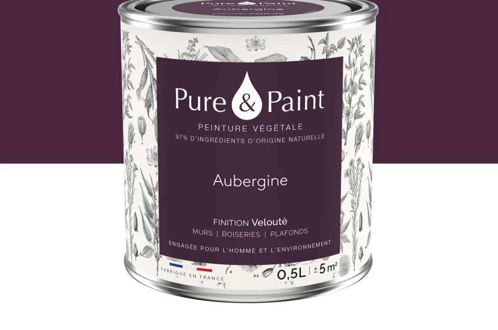 Peinture végétale velouté Aubergine 0,5L - Pure & Paint