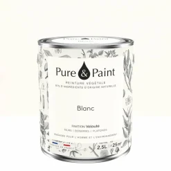 Peinture végétale velouté Blanc 2,5L - Pure & Paint