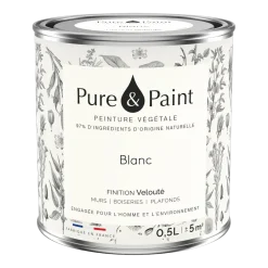Peinture végétale velouté Blanc 0,5L - Pure & Paint