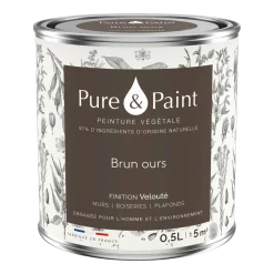 Peinture végétale velouté Brun ours 0,5L - Pure & Paint