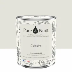 Peinture végétale velouté Calcaire 2,5L - Pure & Paint