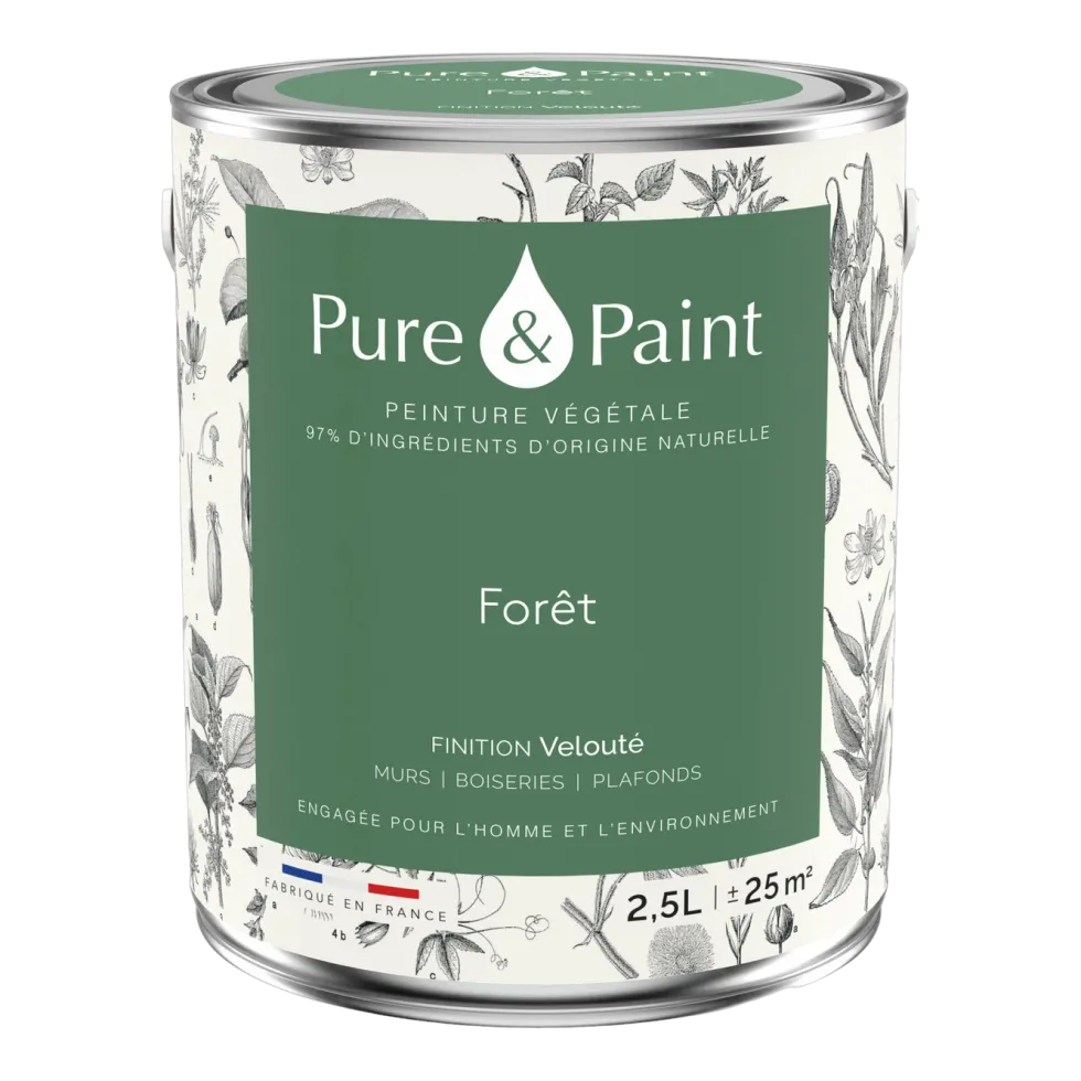 Peinture végétale velouté Forêt 2,5L - Pure & Paint
