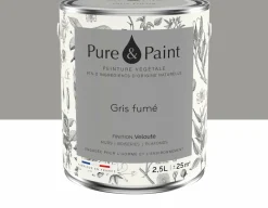 Peinture végétale velouté Gris fumé 2,5L - Pure & Paint