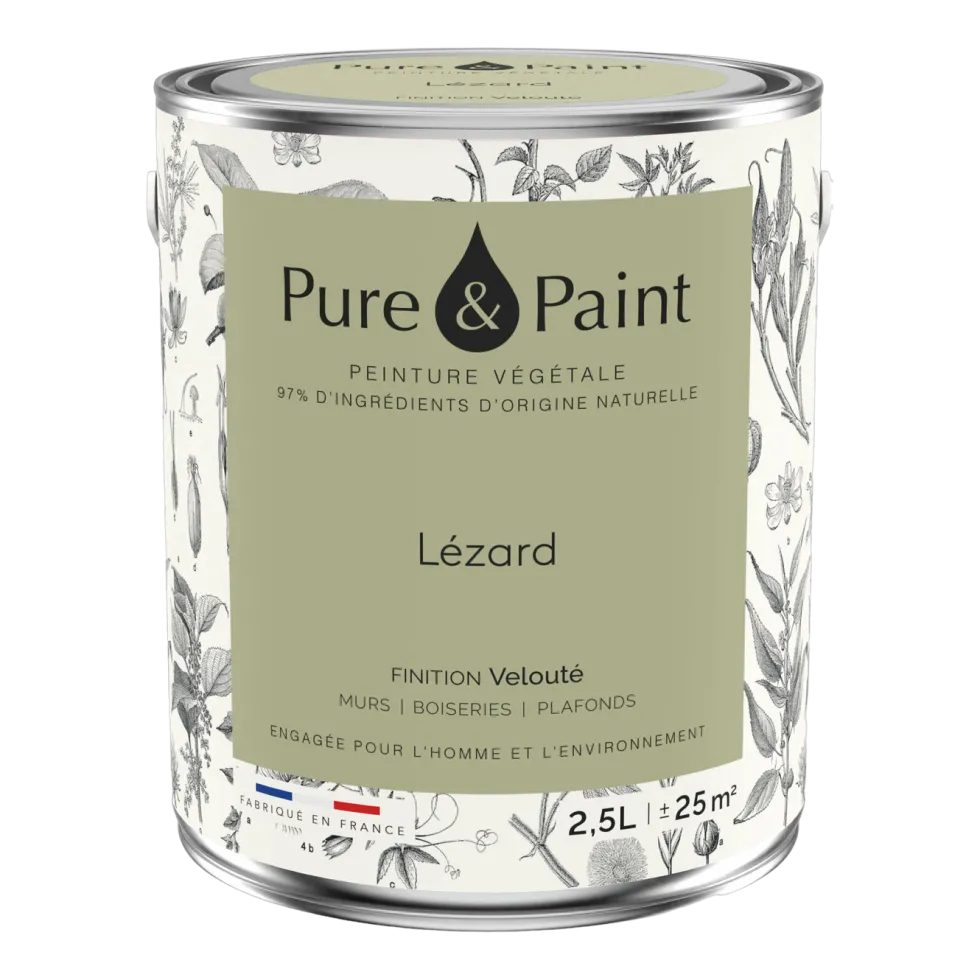 Peinture végétale velouté Lézard 2,5L - Pure & Paint