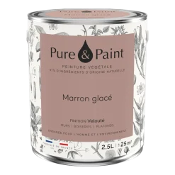 Peinture végétale velouté Marron glacé 2,5L - Pure & Paint