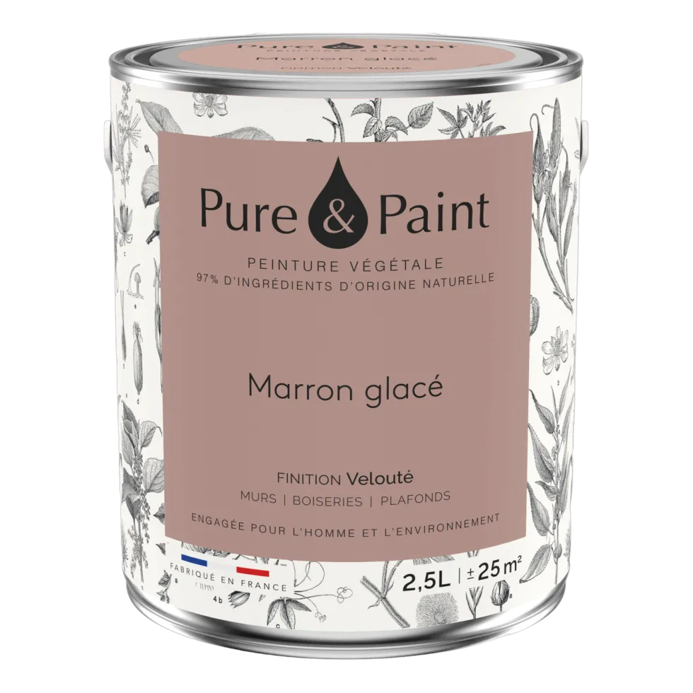 Peinture végétale velouté Marron glacé 2,5L - Pure & Paint
