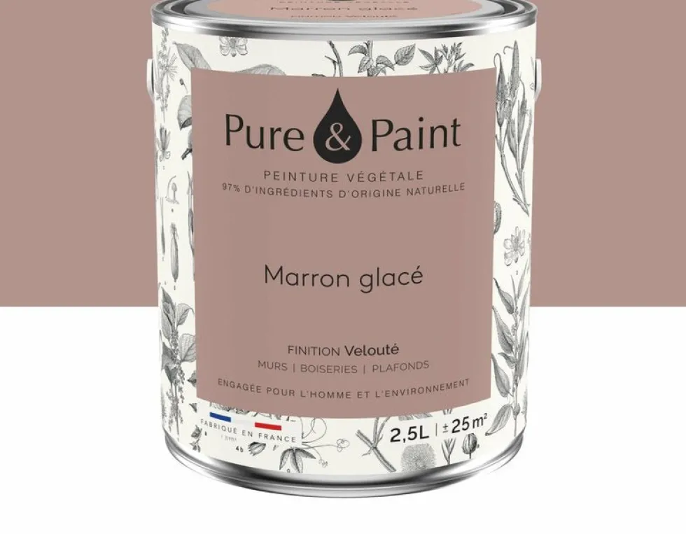 Peinture végétale velouté Marron glacé 2,5L - Pure & Paint