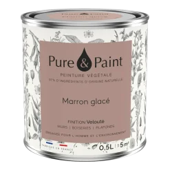 Peinture végétale velouté Marron glacé 0,5L - Pure & Paint
