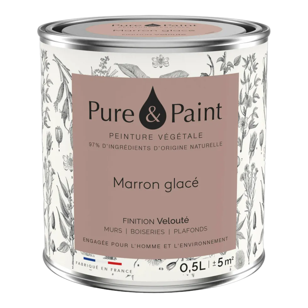 Peinture végétale velouté Marron glacé 0,5L - Pure & Paint