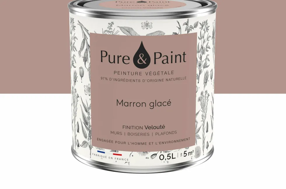 Peinture végétale velouté Marron glacé 0,5L - Pure & Paint