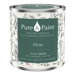 Peinture végétale velouté Olivier 0,5L - Pure & Paint