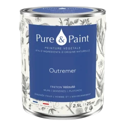 Peinture végétale velouté Outremer 2,5L - Pure & Paint
