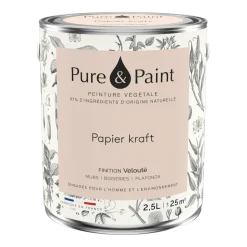 Peinture végétale velouté Papier kraft 2,5L - Pure & Paint