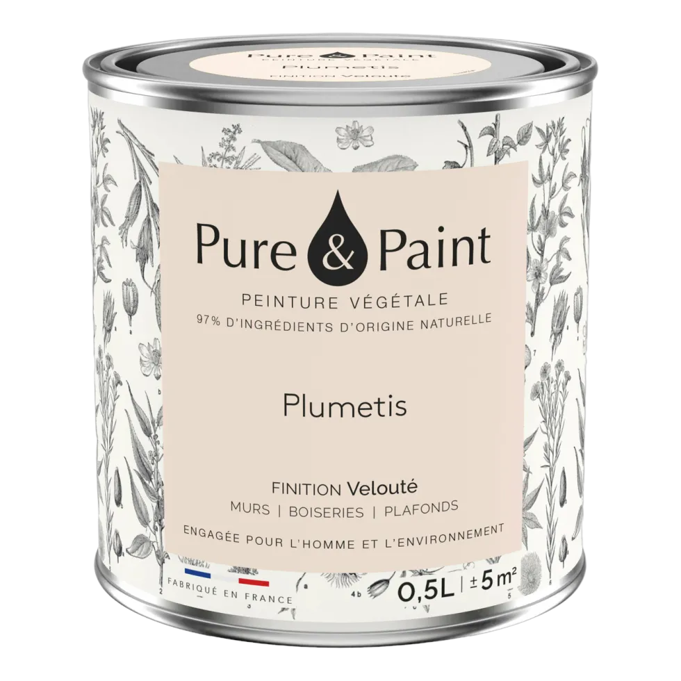 Peinture végétale velouté Plumetis 0,5L - Pure & Paint