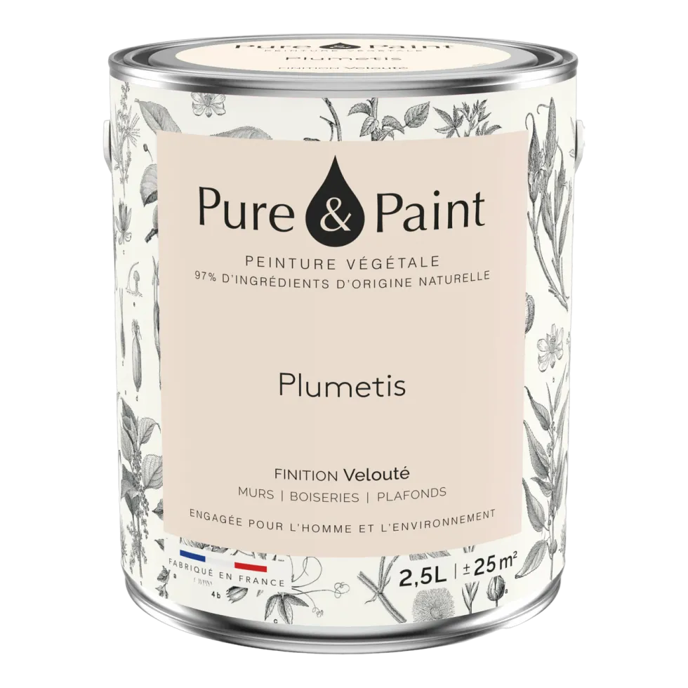 Peinture végétale velouté Plumetis 2,5L - Pure & Paint