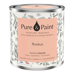 Peinture végétale velouté Roséus 0,5L - Pure & Paint