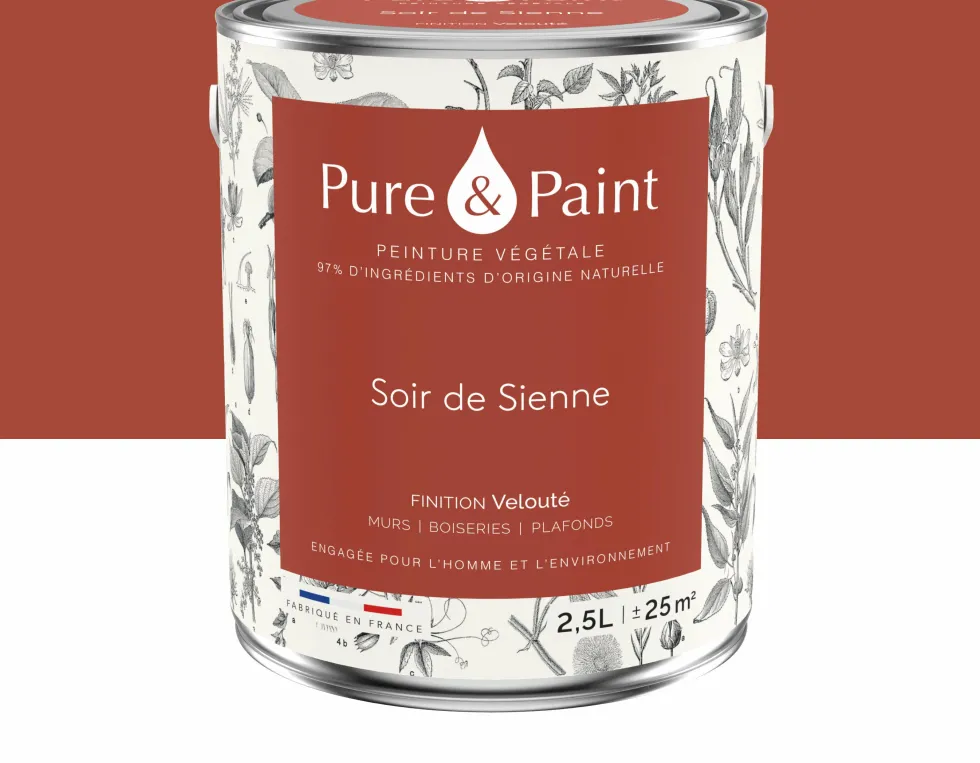 Peinture végétale velouté Soir de Sienne 2,5L - Pure & Paint