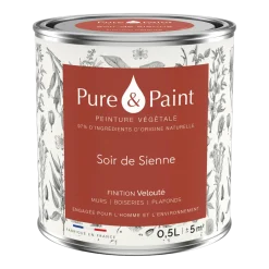 Peinture végétale velouté Soir de Sienne 0,5L - Pure & Paint