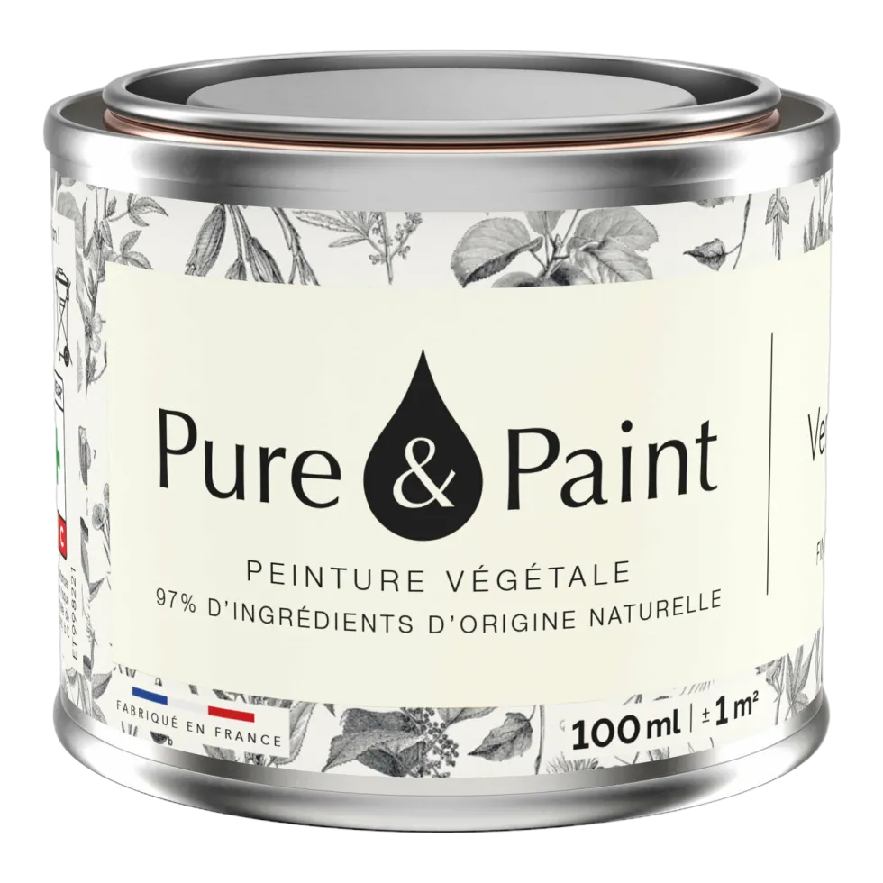 Peinture végétale velouté Vert jasmin 100ML - Pure & Paint