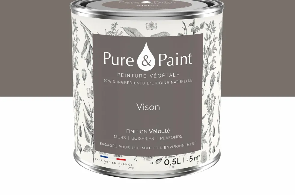 Peinture végétale velouté Vison 0,5L - Pure & Paint