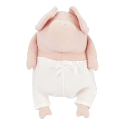 Peluche cochon beige/rose avec son pantalon en coton grand 45cm Helmut - Adada