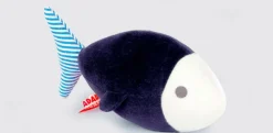 Peluche poisson bleu marine et imprimé rayé Elliot - Adada
