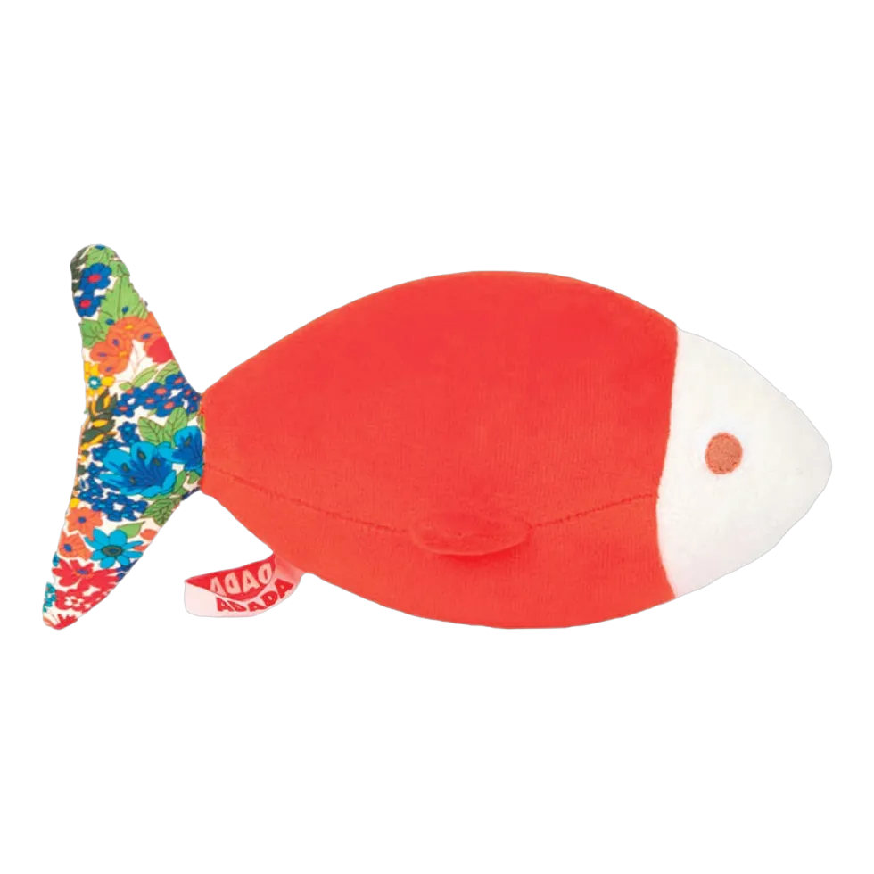 Peluche poisson orange et imprimé floral Paul - Adada