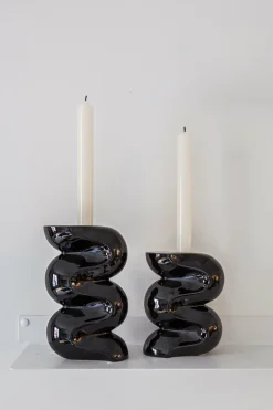Petit bougeoir en céramique noir Ganache - Cosin Paris