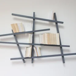 Petite bibliothèque en hêtre laqué Gris Madrid Mikado - Compagnie