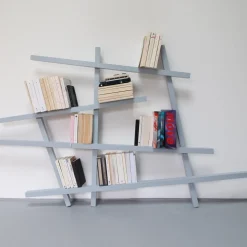 Petite bibliothèque en hêtre laqué Gris Uranus Mikado - Compagnie