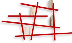 Petite bibliothèque en hêtre laqué Rouge Mikado - Compagnie