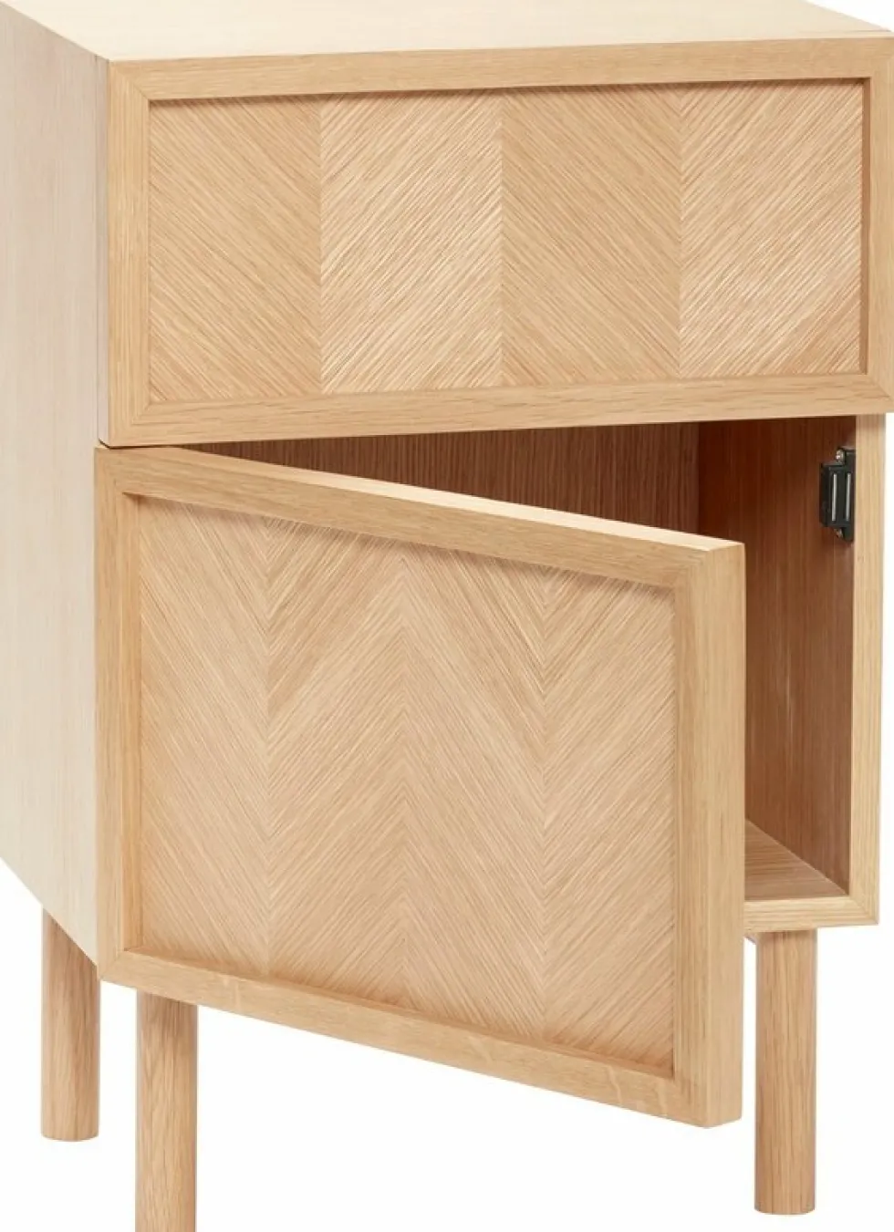 Petite commode en chêne naturel et aux motifs chevron - Hübsch