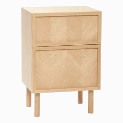 Petite commode en chêne naturel et aux motifs chevron - Hübsch