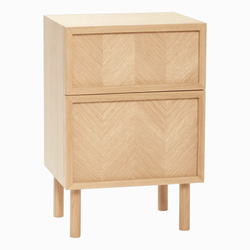 Petite commode en chêne naturel et aux motifs chevron - Hübsch