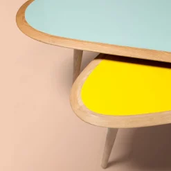 Petite table basse bleu peacock Fifties - RED Edition