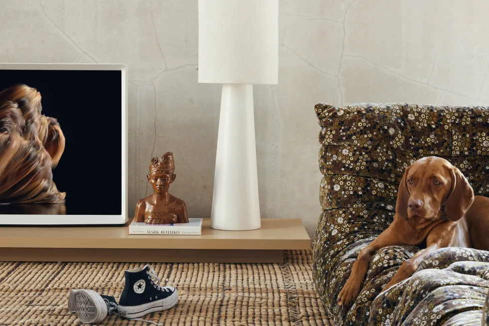 Pied de lampadaire conique en grès crème XL - HKliving