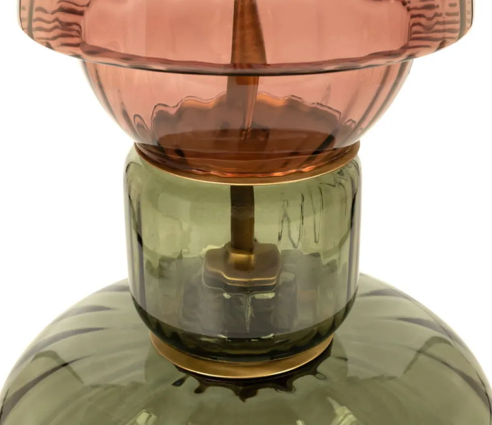 Pied de lampe en vert soufflé vert et marsala 59,5cm Josephine - Versmissen