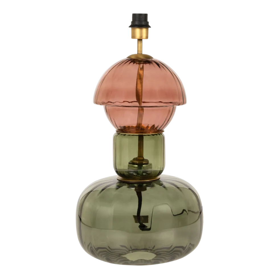 Pied de lampe en vert soufflé vert et marsala 59,5cm Josephine - Versmissen