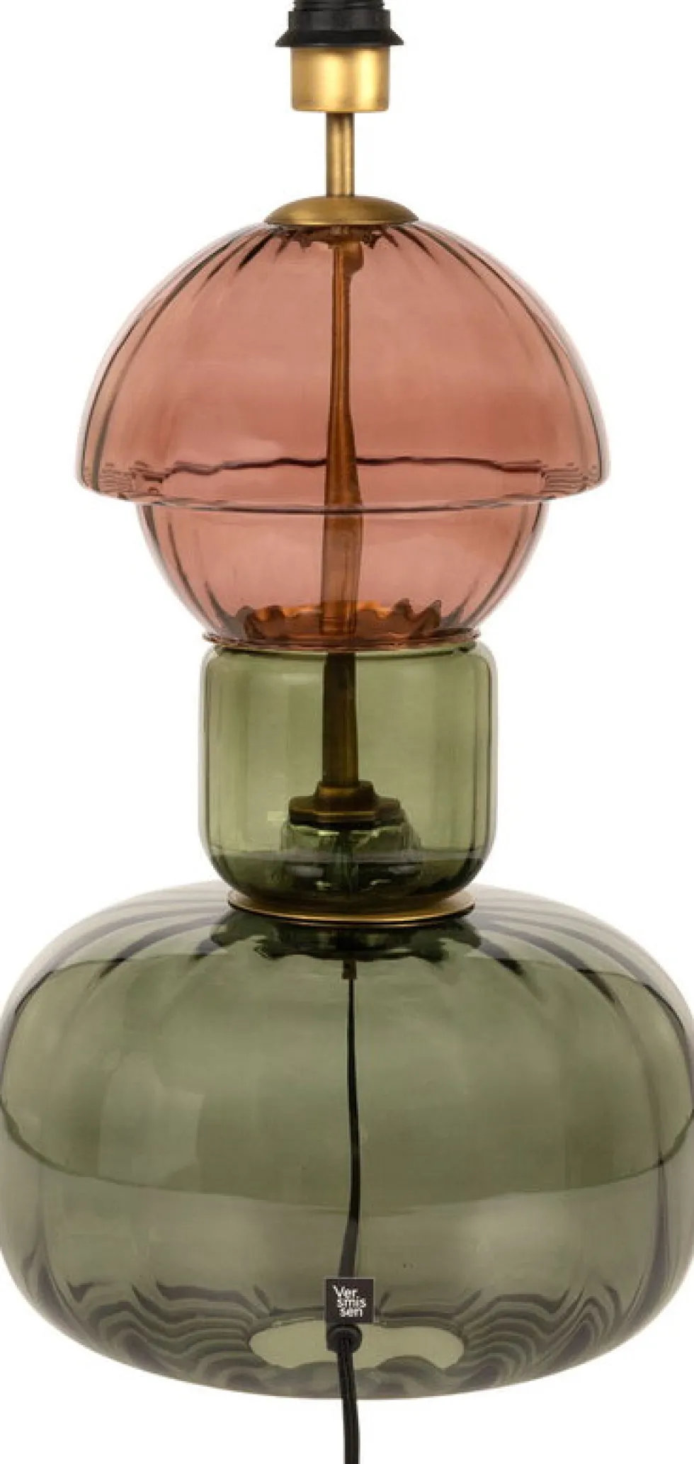 Pied de lampe en vert soufflé vert et marsala 59,5cm Josephine - Versmissen