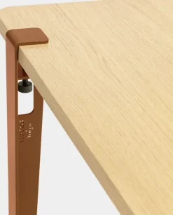 Pied de table haute en acier thermolaqué brun cannelle 75cm - TIPTOE