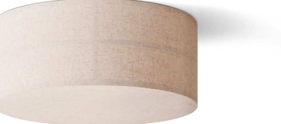 Plafonnier en acier et lin naturel 20x50cm Hashira - Audo