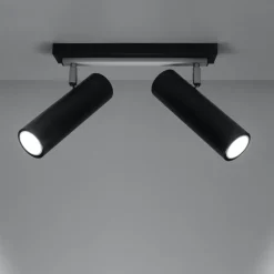 Plafonnier en acier noir Direzione 2 - Sollux