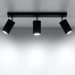 Plafonnier en acier noir Ring 3 - Sollux