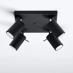 Plafonnier en acier noir Ring 4 - Sollux
