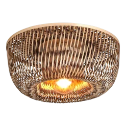 Plafonnier en bambou abat-jour demi-rond naturel et marron 35x15cm Barbados - Good & Mojo