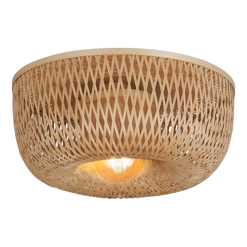 Plafonnier en bambou abat-jour demi-rond naturel 35x15cm Barbados - Good & Mojo