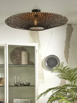 Plafonnier en bambou noir et naturel 87x20 cm Kalimantan - Good & Mojo